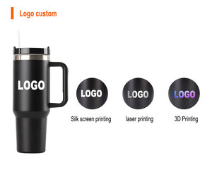 Biểu tượng tùy chỉnh 30 40 oz cup H2.0 du lịch Mug 40 oz thép không gỉ ngoài trời Tumbler với xử lý và rơm - Product Image 2