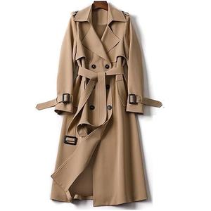Elegante Gabardina Larga para Mujer, Abrigo Cortavientos con Cinturón, Doble Botonadura, Prenda Exterior de Moda para Otoño e Invierno - Product Image 1
