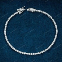 Bracelet tennis classique de haute qualité de 6 pouces pour unisexe, en argent sterling 925 avec diamants moissanite personnalisés de 2 mm de largeur