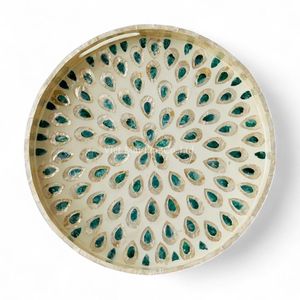 Bandeja de Nácar Hecha a Mano, Bandeja Decorativa con Incrustaciones de Concha Natural, Ecológica, para Mesa de Cocina - Product Image 2