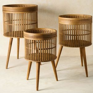 Elegant Rattan and Iron Planter Pot Display Rack for Home <b>Indoor</b> and Outdoor Use Floor Usage <b>Plant</b> <b>Stand</b> for Planting - Product Image 3