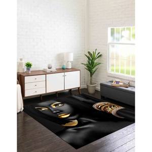 Tapis d'art pour femme noire : Lèvres dorées, Décoration africaine, Tapis imprimé, Tapis à poils doux - Product Image 5