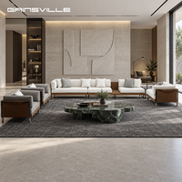 Canapé modulaire en forme de U de luxe moderne avec tables d'appoint, meubles sur mesure pour salon de villa
