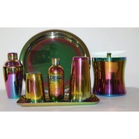 Shaker à cocktail multicolore au look attrayant de qualité supérieure en métal avec cuillère et autres articles de bar pour hôtel et restaurant