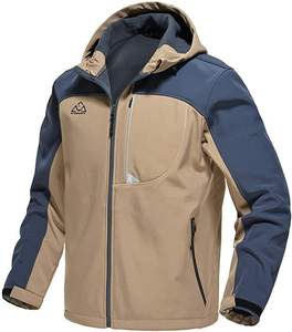 Veste Softshell tactique imperméable d'hiver à capuche pour la randonnée en plein air, doublée en polaire, coupe-vent, fermeture éclair, col montant - Product Image 1