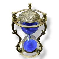 7-Zoll-Sanduhr aus Messing im antiken Stil mit blauem Sand, 5-Minuten-Sanduhr, Vintage Sanduhr Sanduhr