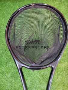 Outdoor Fly Fishing Landing Net with <b>Wooden</b> Frame and Rubber Mesh Hand-Cast Trout Catching Tool - Product Image 4