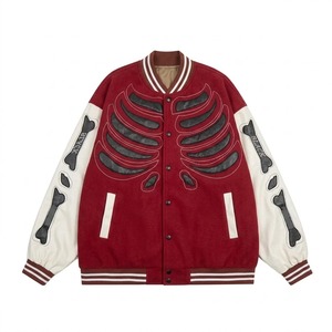 Veste universitaire en coton brodée avec logo personnalisé, vente en gros d'usine OEM, veste d'hiver pour homme en cuir et laine, vintage, à capuche, coupe-vent - Product Image 1