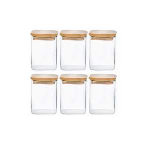 Modern Classic Transparent <b>Jar</b> Kitchen Organizer Storage Container Dry Food Box <b>Jar</b> <b>with</b> <b>Wood</b> <b>Lids</b> and Spoon <b>Jar</b> - Product Image 3
