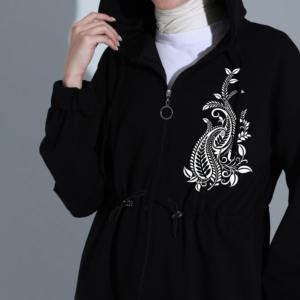 100% coton goutte épaule coupe décontractée deux pièces capuche établi décontracté noir femmes survêtement coupe-vent costumes islamique pour les filles - Product Image 2