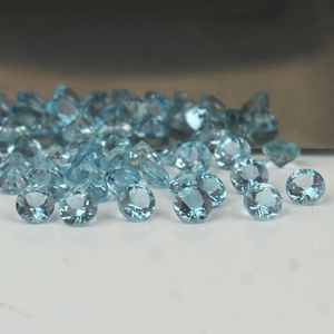 Piedra preciosa de corte redondo de Aguamarina superior Natural de 4 MM, gemas calibradas de Aguamarina perforadas con láser para la fabricación de joyas - Product Image 1