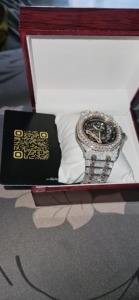 Đồng hồ nam cao cấp mặt chữ nhật vỏ thép mạ vàng, đính đá moissanite lấp lánh, máy Thụy Sĩ, vỏ thép không gỉ, kèm hộp. - Product Image 3