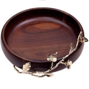 Finition émaillée Bol arrondi en bois d'acacia Soupe Nouilles Serveur Maison Hôtel Dîner Traiteur Bol de service pour usage domestique - Product Image 5