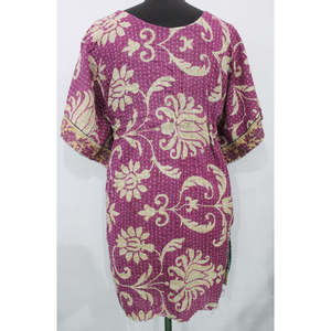 Tunique, caftan, kimono, ou cache-maillot de bain vintage bohème hippie Kantha pour femme - Product Image 4