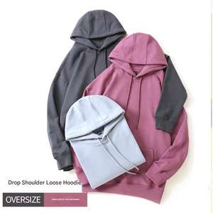 Sweat à Capuche de Couleur Unie Ample et Lourd pour Hommes Grande Taille Veste Streetwear pour Couples avec Logo Personnalisé - Product Image 5