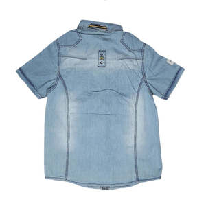 Camisa de Mezclilla de Manga Corta para Niños - Azul Claro - Product Image 2