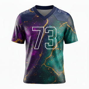 Maillots de football américain à manches courtes personnalisés, sublimés, 100% polyester, respirants, antibactériens, grande taille, logo avant, équipes - Product Image 1