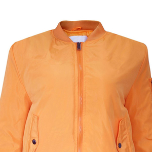 Chaqueta Bomber de Satén para Mujer, Diseño Moderno, Color Sólido, Chaqueta Universitaria Corta de Satén para Mujer, Precio al por Mayor, MOQ Bajo - Product Image 4