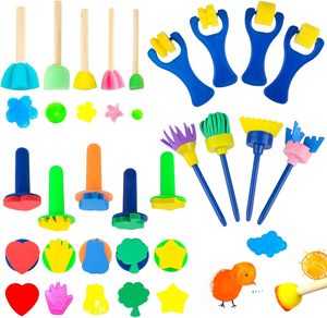Bview Art 18 pièces couleur éponge brosse enfants peinture éponge brosse ensemble pour <span class=keywords><strong>dessin</strong></span> artisanat céramique bricolage - Product Image 1