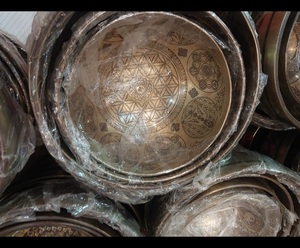 Handmade Tibetan Etched Singing Bowl Set <b>Sound</b> Bowl & Meditation Bowl with Cushion Mallet Stress Relief Tools - Product Image 6