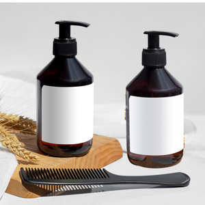 300ml Brun PET Cosmétique Emballage Bouteille Biseauté Épaule Cylindrique Shampooing Conditionneur Lotion avec Pompe Joint Artisanat Crèmes - Product Image 4