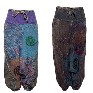 Boho กางเกงผ้าฝ้ายสไตล์โบฮีเมียนสำหรับผู้หญิง, ชุดลำลองทรงหลวมระบายอากาศได้ดีผ้าวินเทจ - Product Image 1