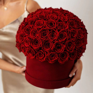 2024 personnalisé meilleure qualité luxe stabilisé pour toujours Rose rond préservé Rose boîte velours pour les coffrets cadeaux saint valentin - Product Image 1