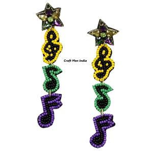 Mardi Gras ต่างหูเม็ดเดี่ยวลูกปัดอินเทรนด์สำหรับผู้หญิงสินค้าใหม่พร้อมดีไซน์เค้กคิงส์โดยมีเม็ดลูกปัดหินมุกหลัก - Product Image 4