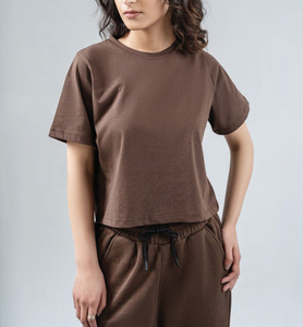 Camiseta Corta de Algodón Personalizada de Alta Calidad, Transpirable, de Secado Rápido, con Estampado de Rayas Vintage para Mujer, Ropa de Calle de Verano al por Mayor - Product Image 4