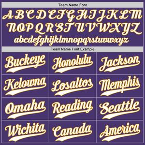 เสื้อเบสบอลแท้สีม่วงสีขาวทองกำหนดเอง - Product Image 2