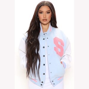 Veste de baseball personnalisée pour femmes, veste de baseball universitaire brodée OEM, veste à manches longues - Product Image 1
