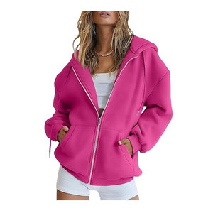 Sudaderas con capucha transpirables color sólido logotipo frontal mujer Sudadera con capucha cremallera personalizable al por mayor para mujer - Product Image 2