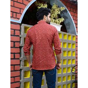 Chemise décontractée pour homme en coton imprimé à manches longues, 100 % popeline respirante, fermeture double boutonnage, taille XL - Product Image 5