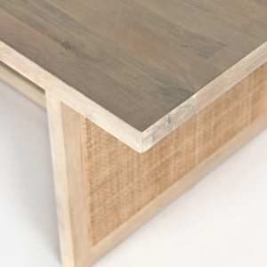 Mesa de Comedor de Diseño de Mediados de Siglo, Madera de Mango Maciza con Acabado Blanco Deslavado, Patas de Madera Estilo Esquí, de 4 a 6 Plazas, Tamaño Personalizado - Product Image 6