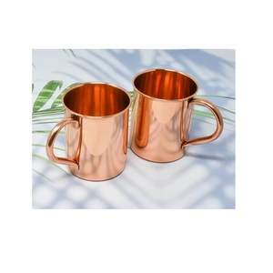Tasse en cuivre de mule de Moscou de point de marteau de bonne qualité avec la poignée d'or 14oz grossiste de tasses de mule de Moscou de l'Inde - Product Image 5