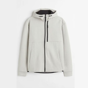 เสื้อมีฮู้ดผ้าฝ้ายโอเวอร์ไซส์สำหรับผู้ชายเสื้อมีฮู้ดผ้าฟลีซเปิดไหล่เรียบ - Product Image 1