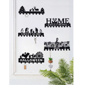 Porte-clés mural en fer finition antique, organisateur créatif pour intérieur rustique, maison ou bureau, design élégant et pratique - Product Image 3