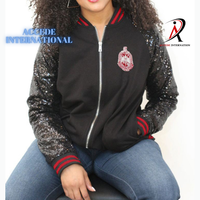 Blouson Bomber en Satin Personnalisé ZPB Centenaire 100% Polyester Zeta Phi Beta 100ème Anniversaire Respirant Coupe-Vent avec Écusson Brodé