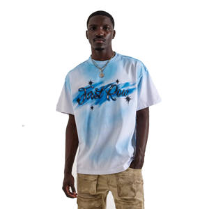 T-shirt en molleton français lourd 360 g/m² avec logo personnalisé, coupe courte, déchirures, couture, coton, coupe régulière, lavage à l'acide vintage, 100 % coton - Product Image 1