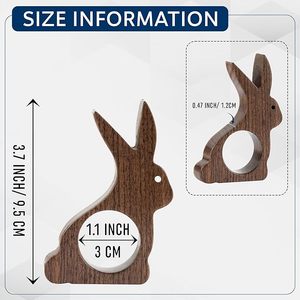 Bunny <b>Walnut</b> Napkin Ring 4 Vintage Rabbit Napkin Ring for <b>Table</b> Decoration for Wedding Valentine Banquet Christmas Holiday - Product Image 2