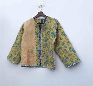 Chaqueta Kantha Hecha a Mano para Mujer, Estampado Índigo, Chaqueta Kantha Reversible, Chaquetas Kantha para Mujer - Product Image 6