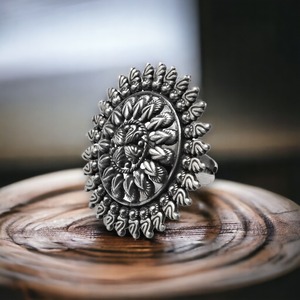Indian Artisan Handcrafted Jewelry 925 <b>Sterling</b> Oxidized <b>Silver</b> Ethnic Style Designer <b>Ring</b> for Woman Girls Direct Factory Price - Product Image 1
