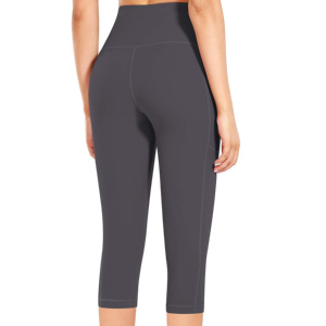 Pantalon Capri Taille Haute Effet Sculptant Fessier avec Poche Discrète pour Sport et Extérieur, en Spandex/Polyester, Taille Élastique, Séchage Rapide et Respirant - Product Image 3