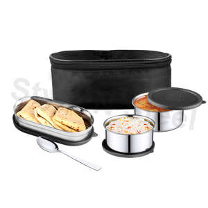 Ensemble De 2 Ensembles De Vaisselle De Boîte À Lunch En Acier Inoxydable Au Design Classique Avec Couvercle Boîte À Lunch Ensemble À Lunch Avec Bouteille - Product Image 1