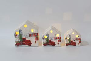 Decoración Navideña de Porcelana, Santa Claus de Cerámica Iluminado con Patrón de Estrellas, Adornos Navideños para el Hogar - Product Image 4