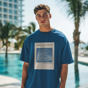 Conception personnalisée imprimé 100% coton biologique T-shirts pour hommes décontracté surdimensionné à la mode demi-manches T-shirts classiques confortables - Product Image 2