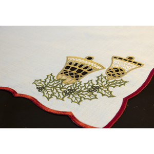 Mantel de Mesa Navideño Tradicional con Campanas Bordadas de Renos, 38x48cm, Resistente a las Manchas, con Diseño de Plantas - Product Image 4