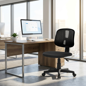 Seattle Modern Lift <b>Chair</b> Black/Black Swivel Executive <b>Chair</b> Fixed Headrest Leather Mesh PP Fabric Iron Home Office Hotel - Product Image 2