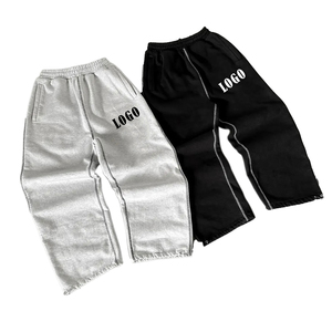 Pantalon homme style unique Streetwear personnalisé 100% coton polaire empilé pantalon de survêtement baggy à jambes larges pour hommes sérigraphié - Product Image 1
