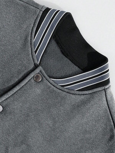 Veste matelassée à capuche moderne 100% coton unisexe gris corps blanc manches collège inspiré Varsity Outerwear confortable hiver - Product Image 3